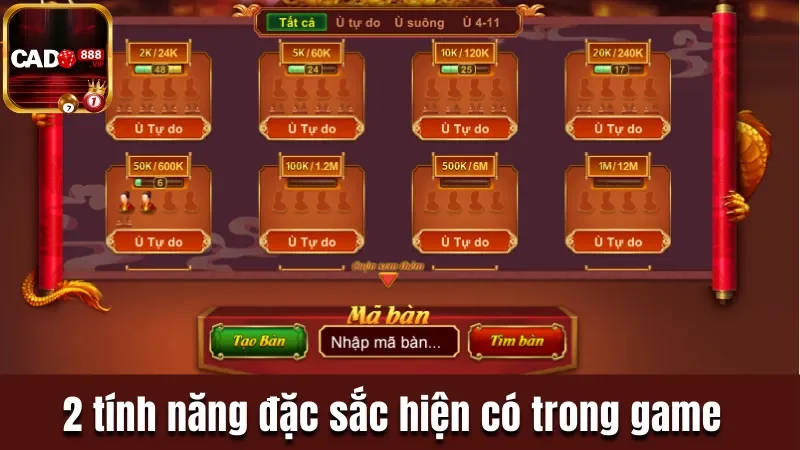 2 tính năng đặc sắc hiện có trong game bài dân gian