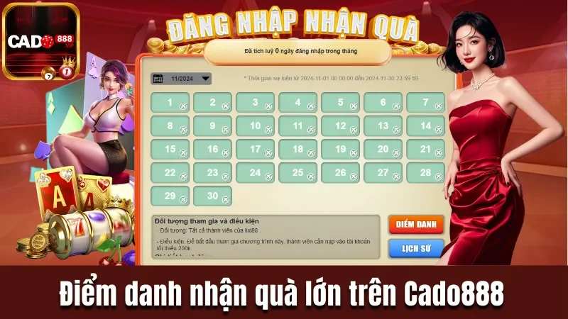 Điểm danh nhận quà cực lớn trên nhà cái Cado888