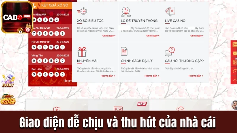 Cado888 - Khám Phá Sân Chơi Giải Trí Top 1 Đông Nam Á 23 Giao diện dễ chịu và thu hút của nhà cái