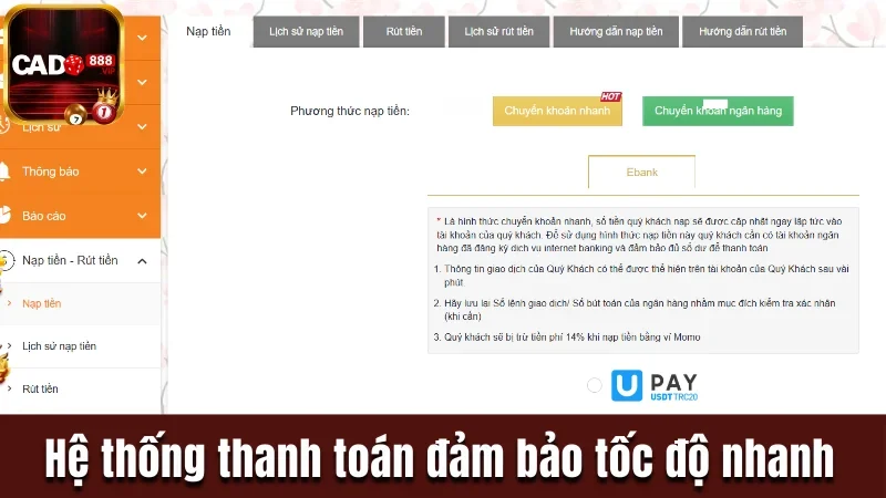 Cado888 - Khám Phá Sân Chơi Giải Trí Top 1 Đông Nam Á 24 Hệ thống thanh toán đảm bảo tốc độ nhanh