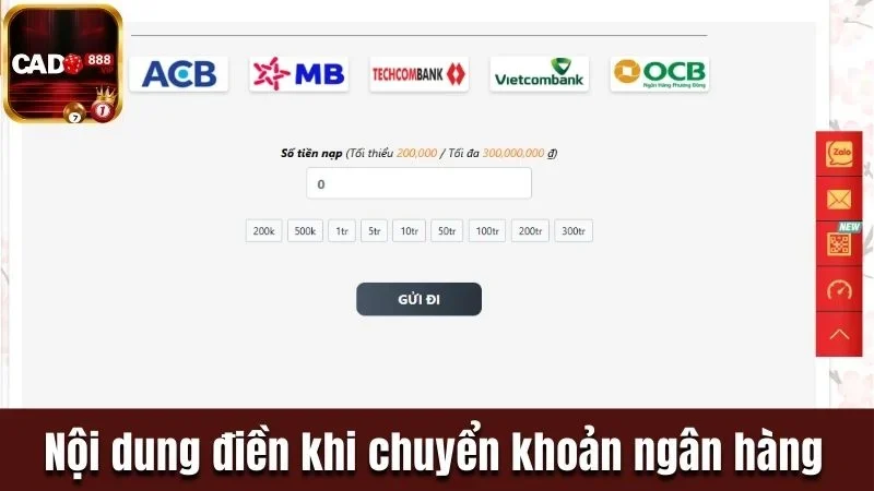 Nội dung cần điền khi chuyển khoản ngân hàng